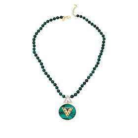 Rarities Gold-Plated Malachite and Multi-Gem Beaded Drop Necklace