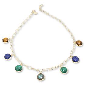 Rarities Gold-Plated Multigemstone Carved Evil Eye Charm Necklace