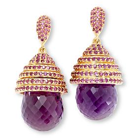 Rarities Gold-Plated Pink Amethyst and Garnet Drop Earrings