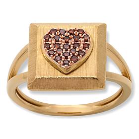 Rarities Gold-Plated Sterling Silver Pavé Diamond Talisman Ring