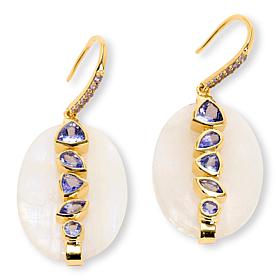 Rarities Gold-Plated Tanzanite and Moonstone Drop Earrings