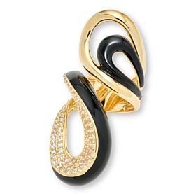 Rarities Gold-Plated White Zircon and Enamel Wrap Ring
