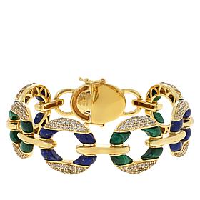 Rarities Lapis, Malachite and White Zircon Gold-Plated Bracelet