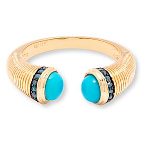 Rarities Sleeping Beauty Turquoise and Diamond Open-Top Ring