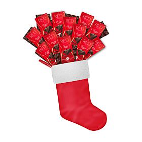 RED Chocolate 12-count 3.5oz Dark Chocolate Bars with Stocking