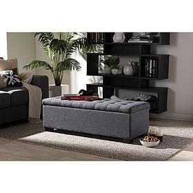 Roanoke Fabric Upholstered Grid-Tufting Storage Ottoman Bench