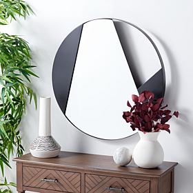 Safavieh Dinas 28" Round Mirror with Matte Black Frame