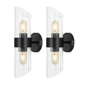 Safavieh Eytan 2-Light Black Iron and Glass Wall Sconce 4.3"