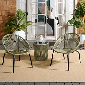 Safavieh Otto 3-Piece Outdoor Set with Metal and Rattan