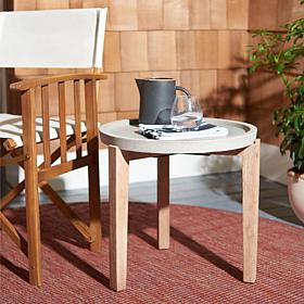 Safavieh Serka Side Table with Concrete Top and Acacia Base