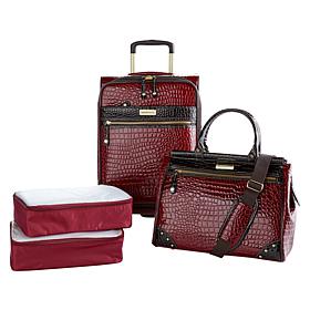 Samantha Brown Croco Embossed Luggage 4-piece Set
