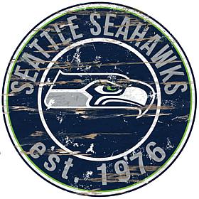 Seattle Seahawks Round Distressed Sign
