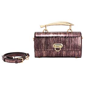 Sharif Legacy 100% Leather Metallic Python Top Handle Purse