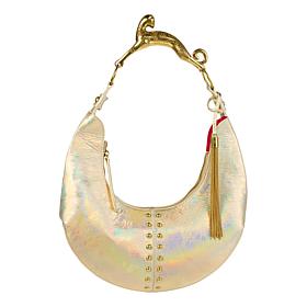 Sharif Legacy 3D Sculpted Cougar Handle Metallic Leather Hobo 