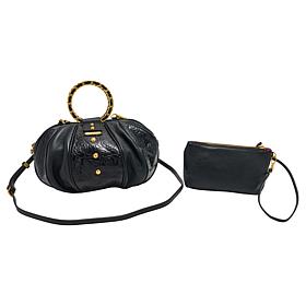 Sharif Legacy Floral Embossed Leather Balloon Crossbody with Wristlet