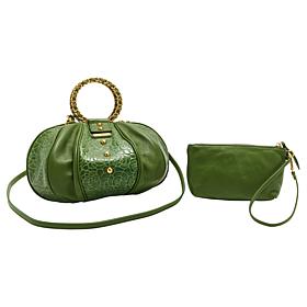 Sharif Legacy Floral Embossed Leather Balloon Crossbody with Wristlet