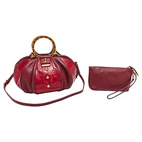 Sharif Legacy Floral Embossed Leather Balloon Crossbody with Wristlet