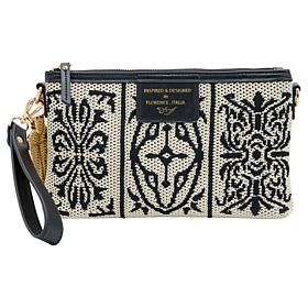 Sharif Sicily Tile Embroidered Wristlet Clutch