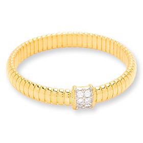 Soave Oro 14K Electroform CZ-Accent Tubogas Bangle Bracelet
