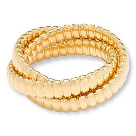 Soave Oro 14K Electroform Interlocking Tubogas Band Rings - Set of 3