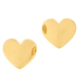 Soave Oro 14K Gold Electroform Puffy Heart Stud Earrings