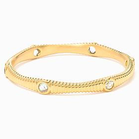 Soave Oro Gold Electroform Wavy Ribbed Gemstone Bangle Bracelet