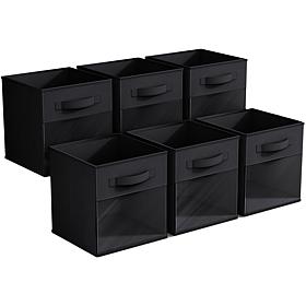 Sorbus 11" Foldable Storage Bin 6-pack with Clear Window