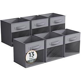 Sorbus 13" Foldable Storage Bin 6-pack with Clear Window
