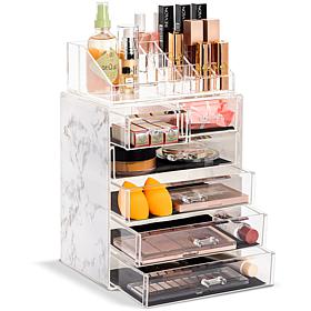 Sorbus Marble Makeup and Jewelry Storage Case with Top Tray