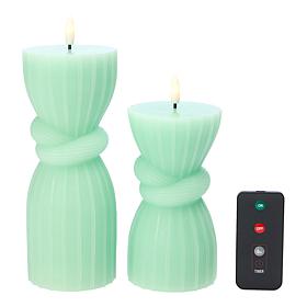 South Street Loft Set of 2 Wax Flameless Knot LED Candles 