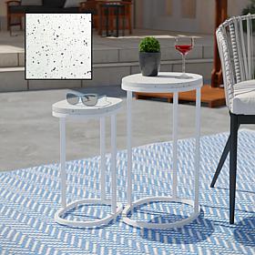 Southern Enterprises Jaxx Terrazzo Outdoor Nesting Tables 2pc Set