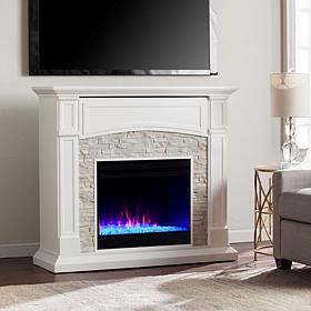 Southern Enterprises Seneca Color Changing Media Fireplace – White