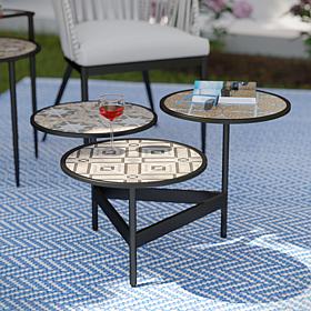 Southern Enterprises Trenlon Outdoor 3 Tier Cocktail Table