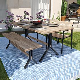Southern Enterprises Villanda Slatted Outdoor Dining Table