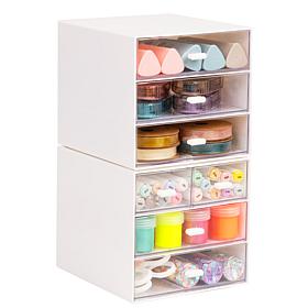 Stackable Craft Supply Organizer with Clear Drawers Set of 2