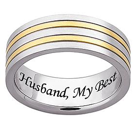 Stainless Steel Men's Two-Tone Engraved Message Band