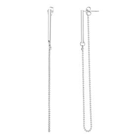 Stately Steel Bar and Chain Front/Back Drop Earrings