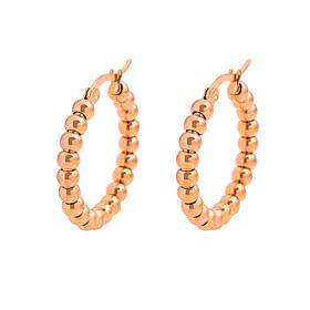 Stately Steel Beaded Hoop Earrings