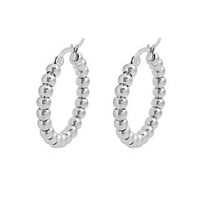 Stately Steel Beaded Hoop Earrings