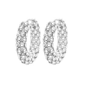 Stately Steel CZ Embellished Hoop Earrings
