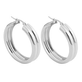 Stately Steel Double-Hoop Earrings