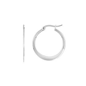 Stately Steel Flat Round Hoop Earrings