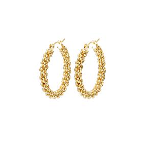 Stately Steel Interwoven Chain Hoop Earrings
