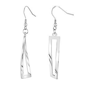 Stately Steel Linear Twist Earrings