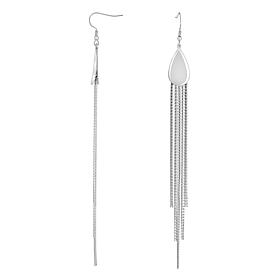 Stately Steel Long Tassel Earrings