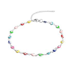 Stately Steel Multi-Color Evil Eye Station Ankle Bracelet