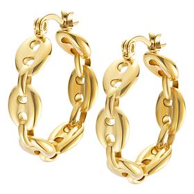 Stately Steel Stainless Steel Buckle Hoop Earrings