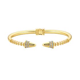 Stately Steel Stainless Steel CZ Arrow Cuff Bangle