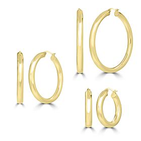 Stately Steel Stainless Steel High Polish Hollow Tube Hoop Earring Set