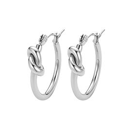 Stately Steel Stainless Steel Knot Hoop Earrings